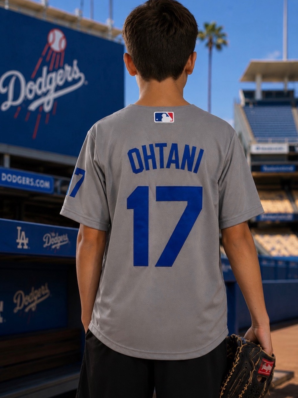 Shohei Ohtani Gray LA Dodgers #17 Kids Youth Medium Jersey